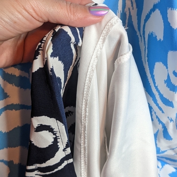 Shift Dress Summer Blues with White Swirl Sleeveless Halter - Picture 11 of 12